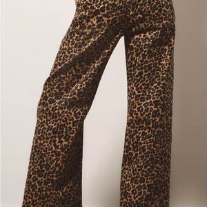 NWOT Anthropologie Maeve The Colette Leopard High-Rise Wide-Leg Crop Jeans 26